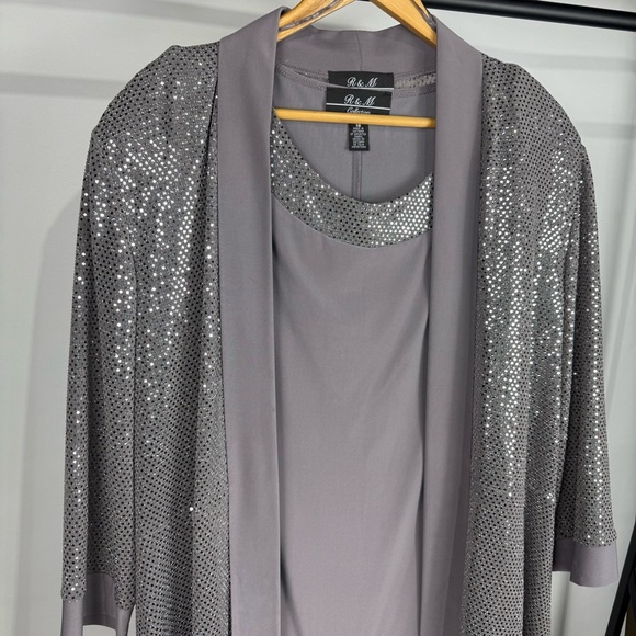 R & M Richards Womans Silver Metallic Formal 2pc Dress Size 18 MOB - Picture 2 of 11